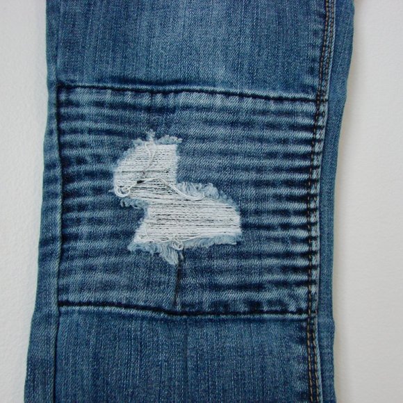 Straight Jeans Distressed Moto Mid Rise Skinny Stretch Kendall + Kylie Size 25 - Picture 10 of 15